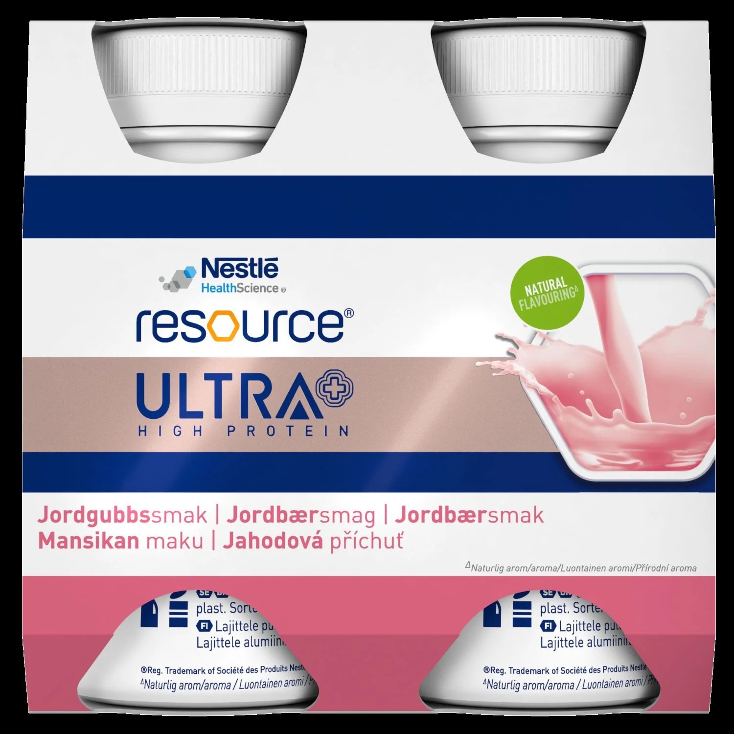Nestlé Resource Ultra+ żywność specjalnego przeznaczenia smak truskawkowy, 4 x 125 ml