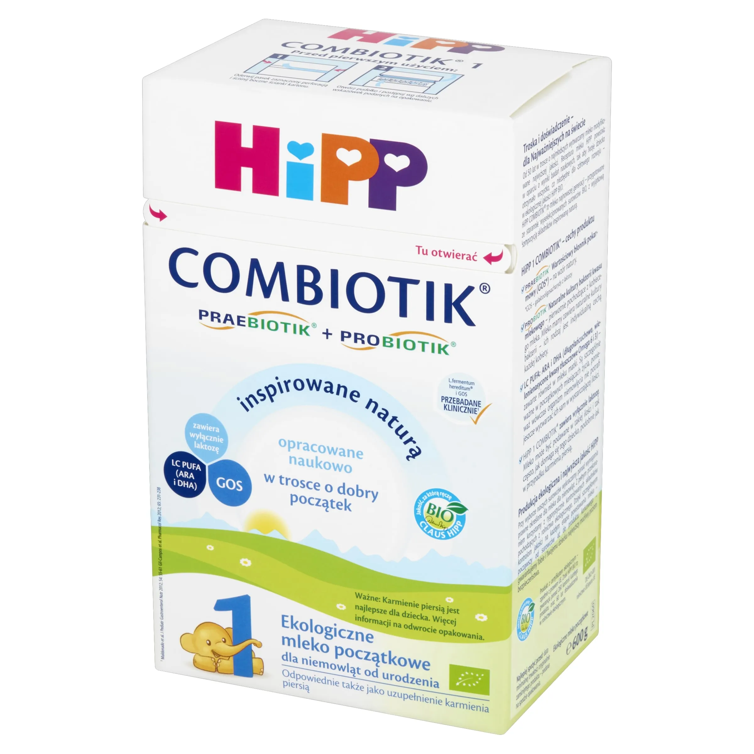HiPP Combiotik 1, mleko w proszku początkowe dla niemowląt od urodzenia, 600 g