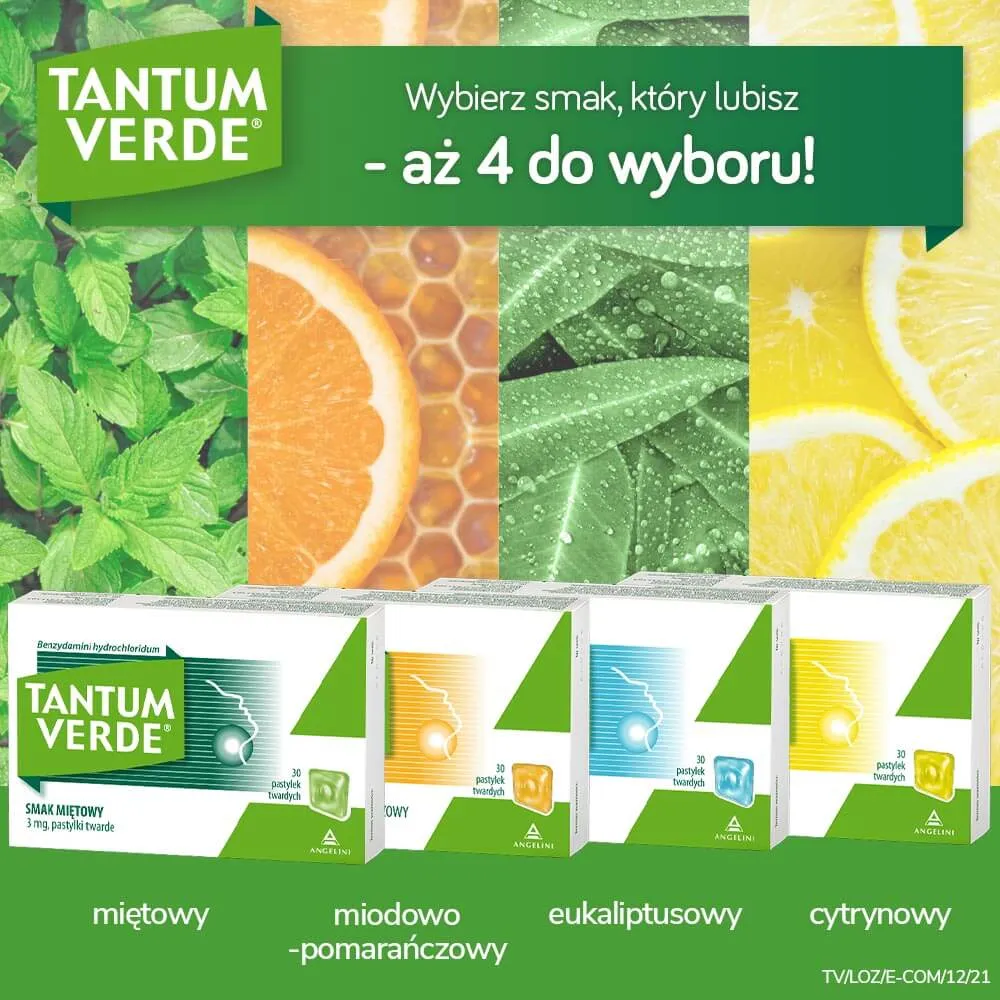 Tantum Verde, smak miodowo pomarańczowy, 30 pastylek do ssania 