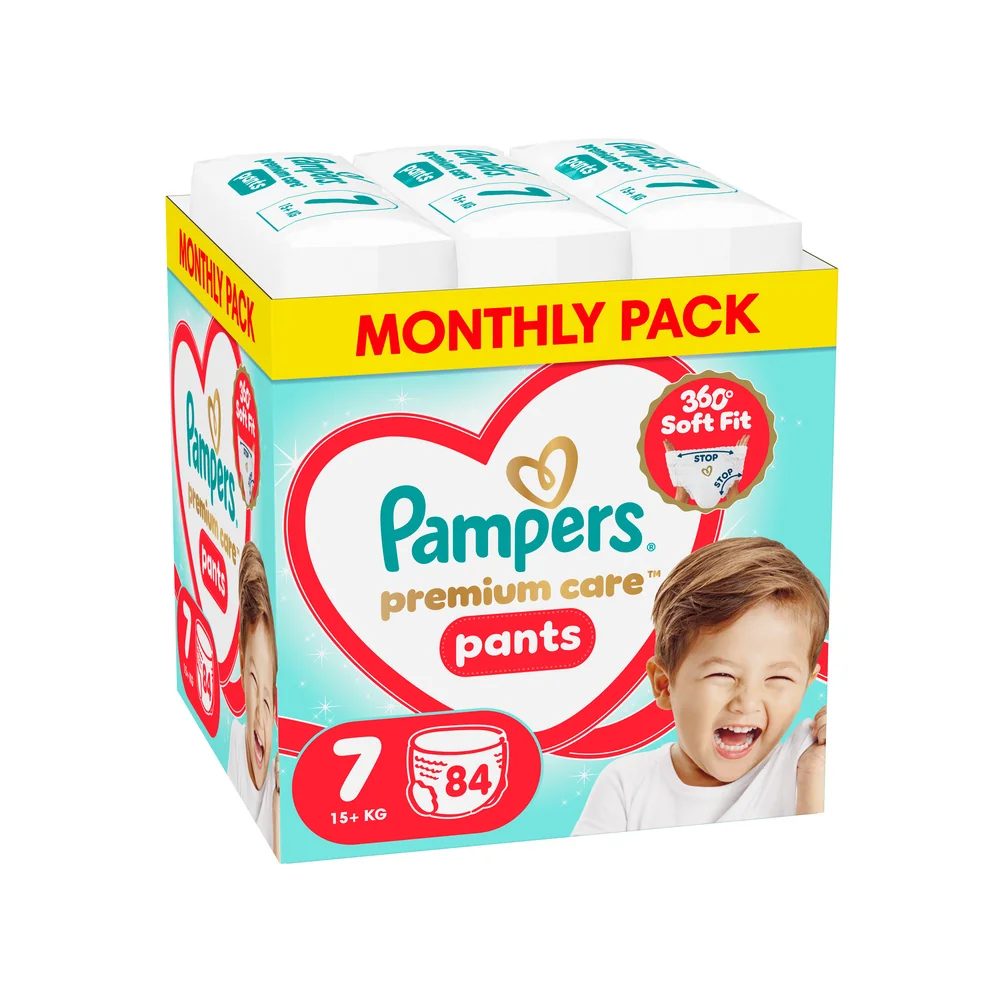 Pampers Premium Care Pants 7 pieluchomajtki, rozmiar 7, 15+ kg, 84 sztuki
