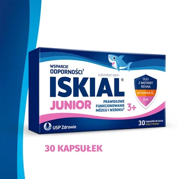 Iskial Junior 30 kapsułek do żucia o smaku cytrynowym