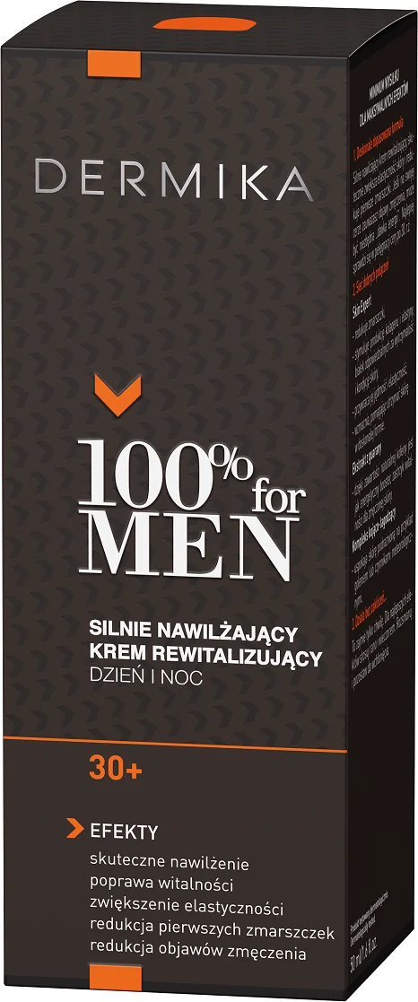 Dermika 100% for Men silnie nawilżający krem do twarzy rewitalizujący, 50 ml