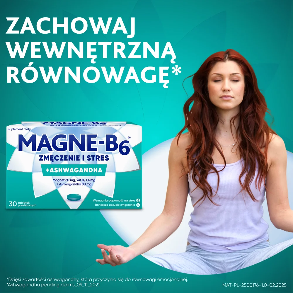 Magne B6 Zmęczenie i Stres suplement diety, 30 tabletek powlekanych