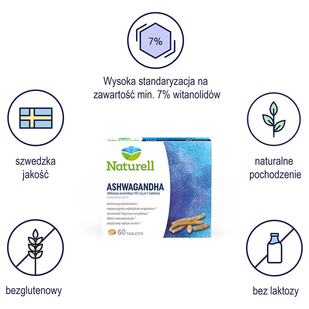 Naturell Ashwagandha 60 tabletek