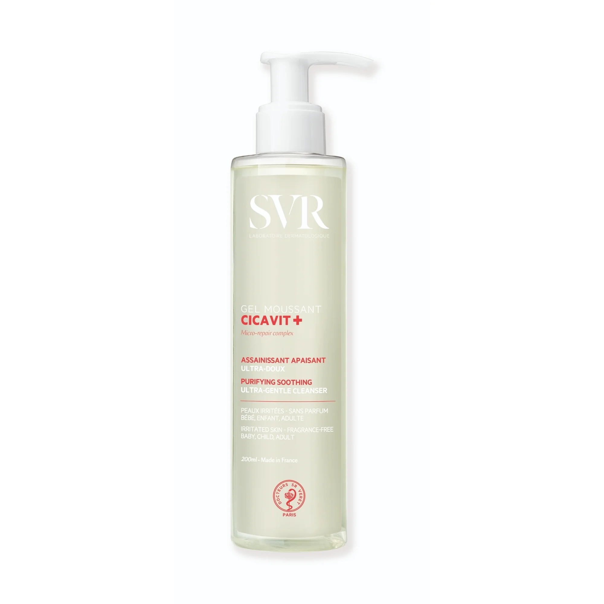 SVR CICAVIT+ Gel Moussant Żel do mycia skóry uszkodzonej lub podrażnionej, 200 ml