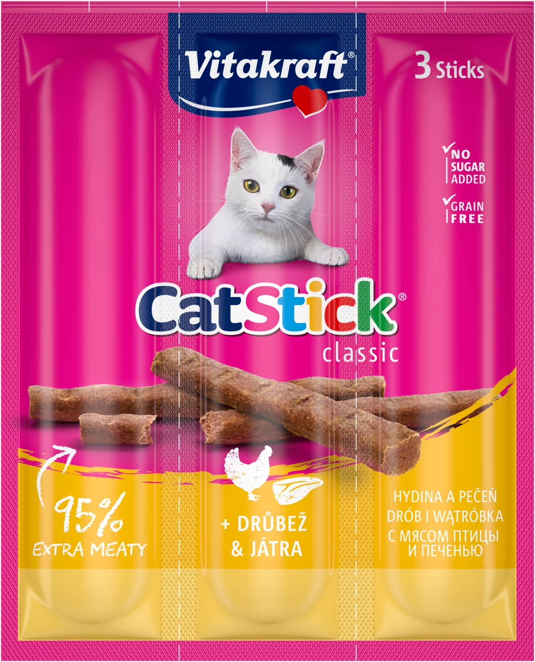 Vitakraft Cat Stick Mini kabanosy dla kota z drobiem i wątróbką, 3 szt. x 6 g