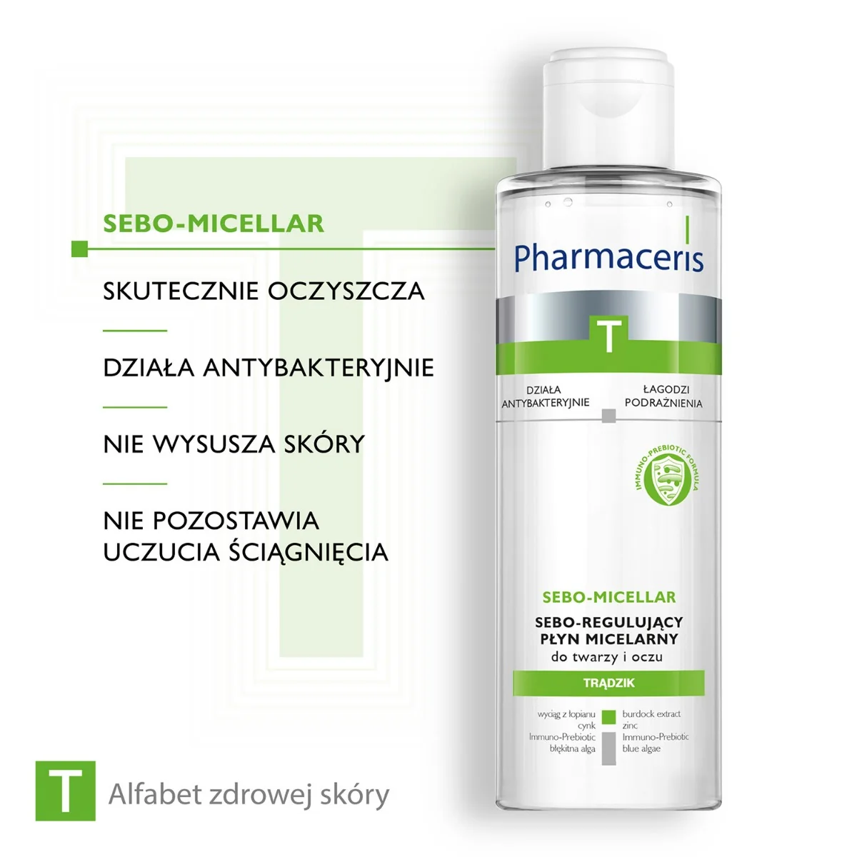 Pharmaceris T Sebo-Micellar antybakteryjny płyn micelarny do oczyszczania i demakijażu, 200 ml