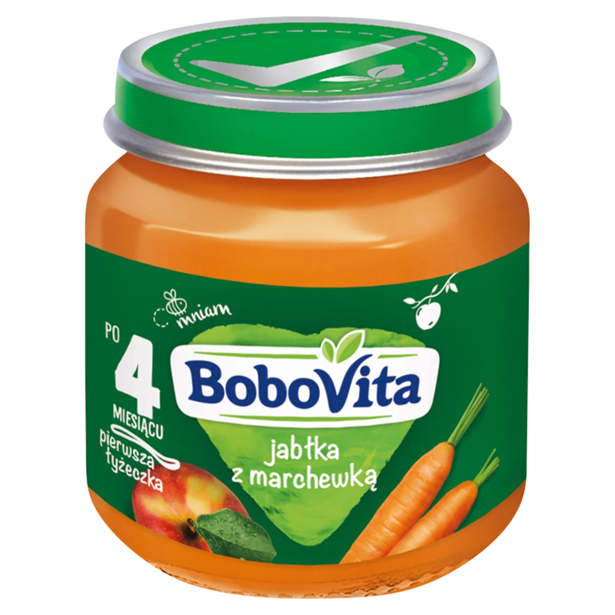 BoboVita, jabłka z marchewką po 4 miesiącu, 125 g 