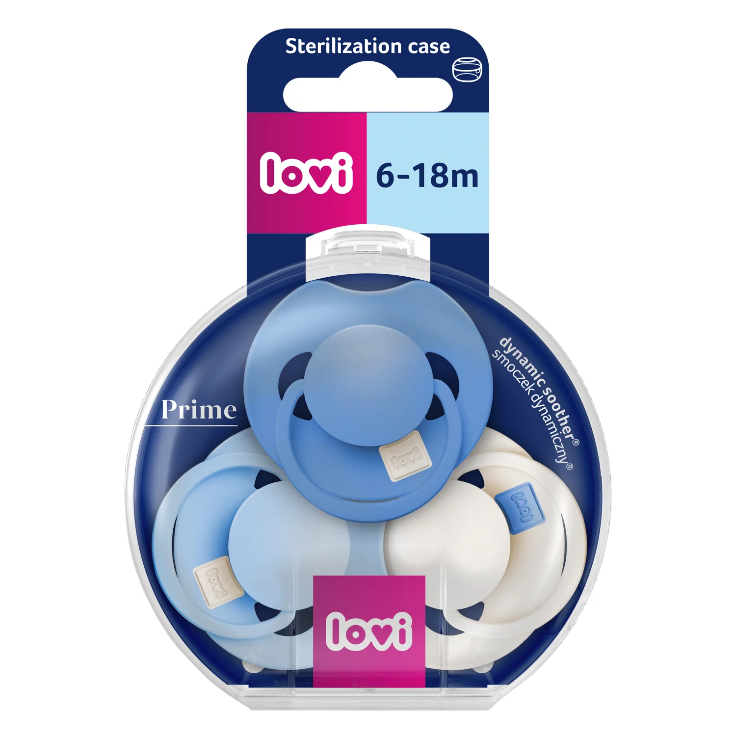 Lovi Prime smoczek silikonowy dynamiczny 6-18 m Ultramarine Blue 34/449, 3 sztuki