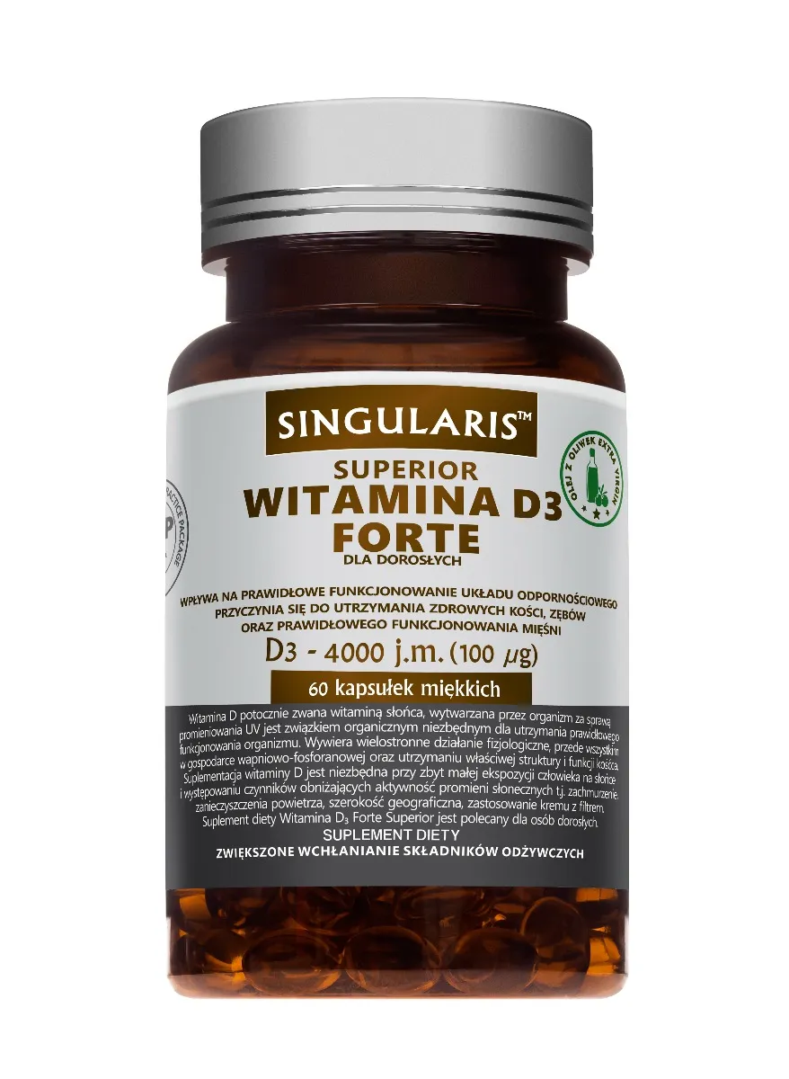 Singularis Superior Witamina D3 Forte 4000 IU, suplement diety, 60 kapsułek