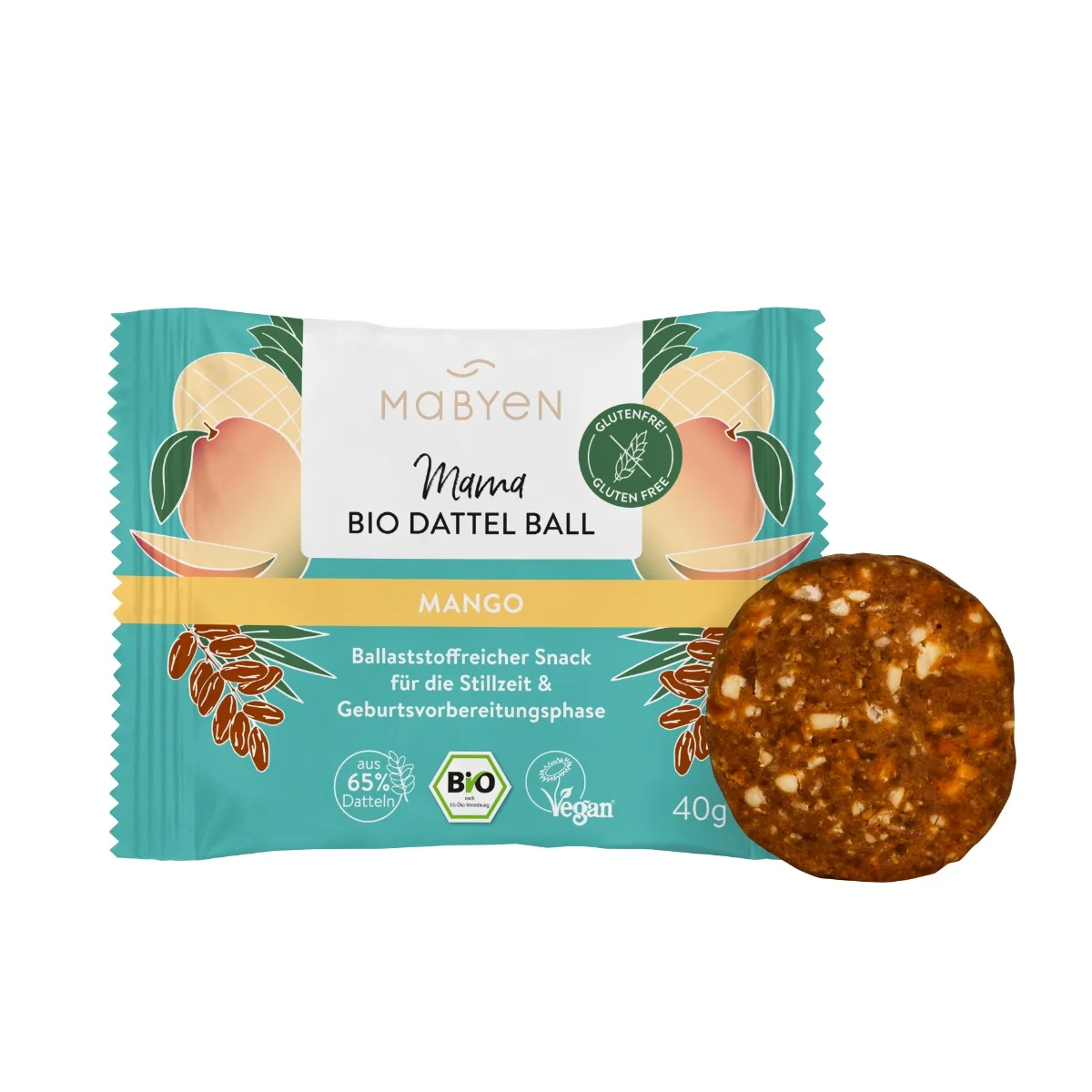 MABYEN Mama daktylowa przekąska o smaku mango, 40 g