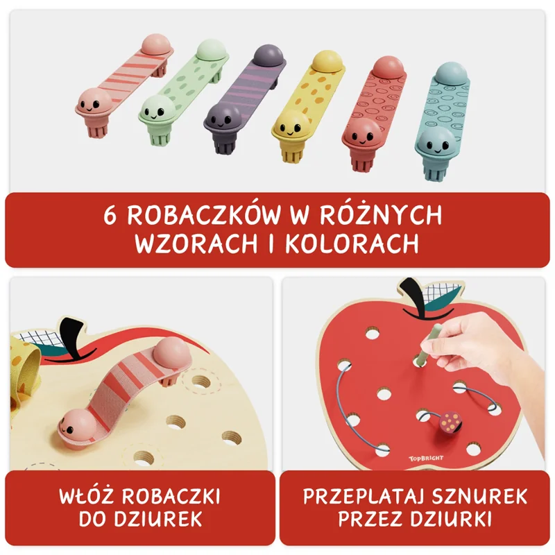 Top Bright Robaczki w jabłuszku zabawka edukacyjna dla dzieci 18 m+
