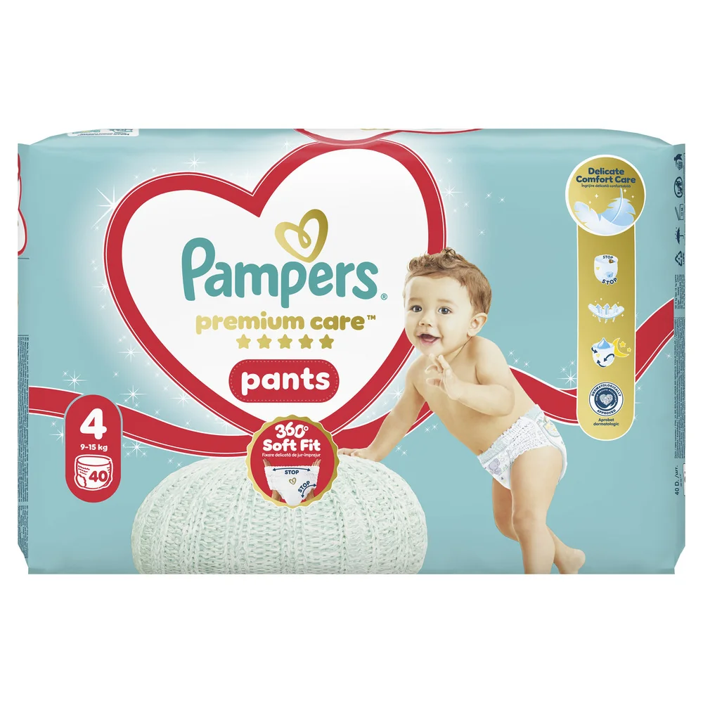 Pampers Premium Care Pants 4 pieluchomajtki, rozmiar 4, 9-15 kg, 40 sztuk