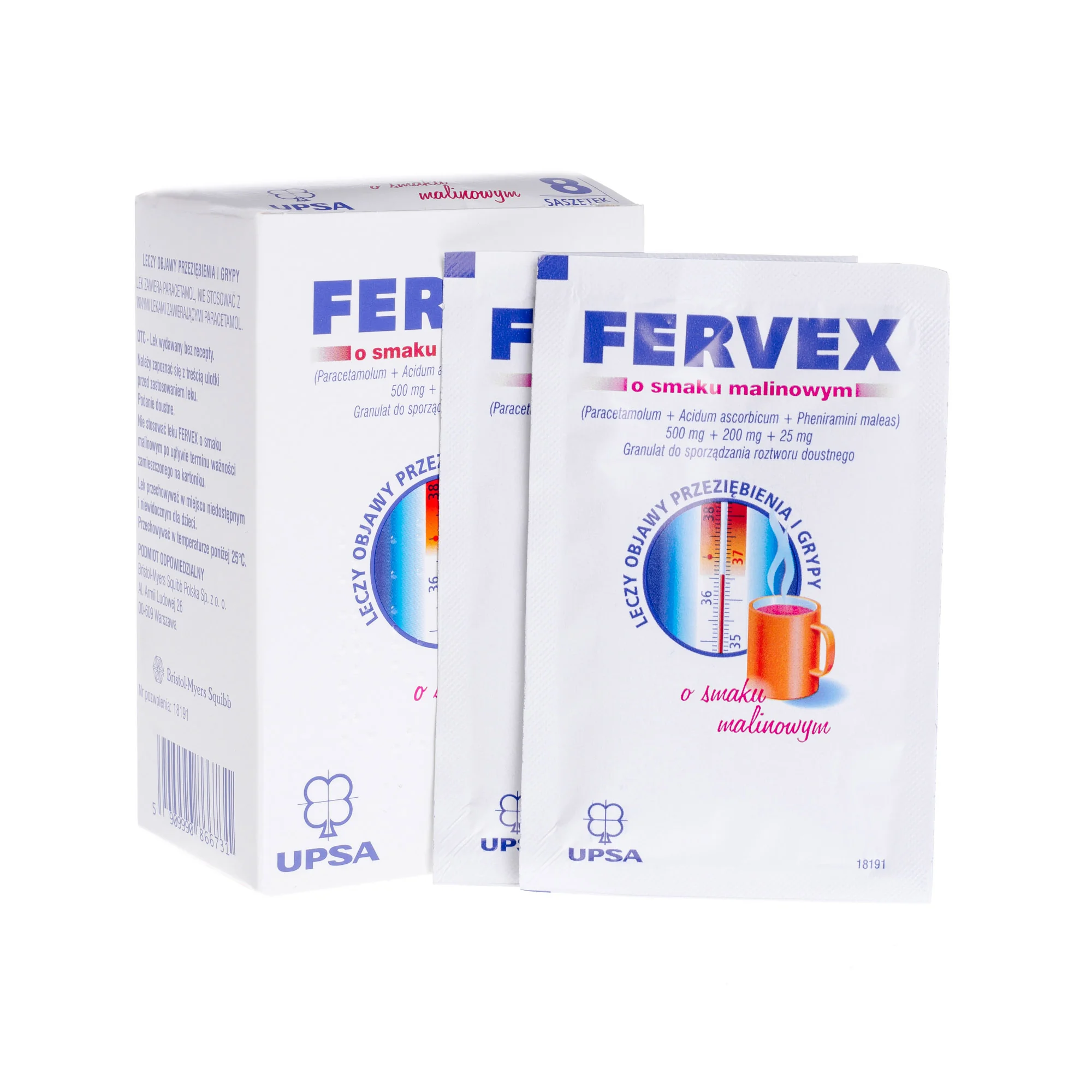 Fervex 8 saszetek o smaku malinowym