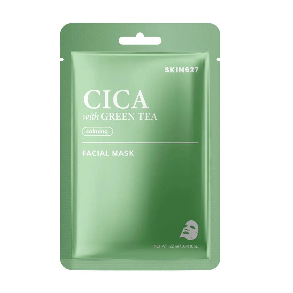 SKIN627 CICA with Green Tea kojąca maska w płachcie, 22 ml