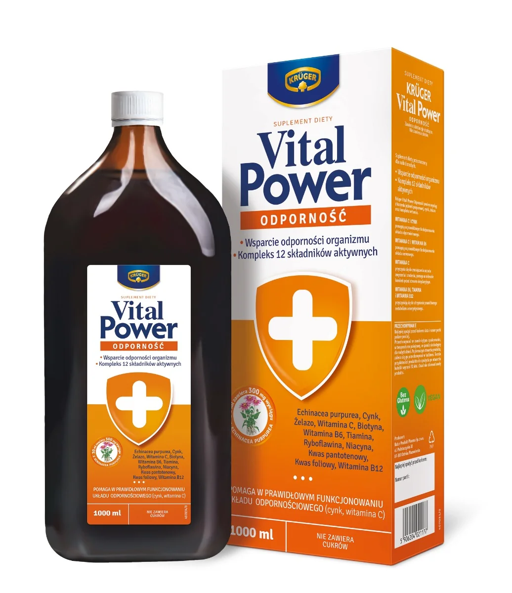 Krüger Vital Power Odporność syrop z kompleksem 12 składników aktywnych, 1000 ml syrop z kompleksem 12 składników aktywnych, 1000 ml
