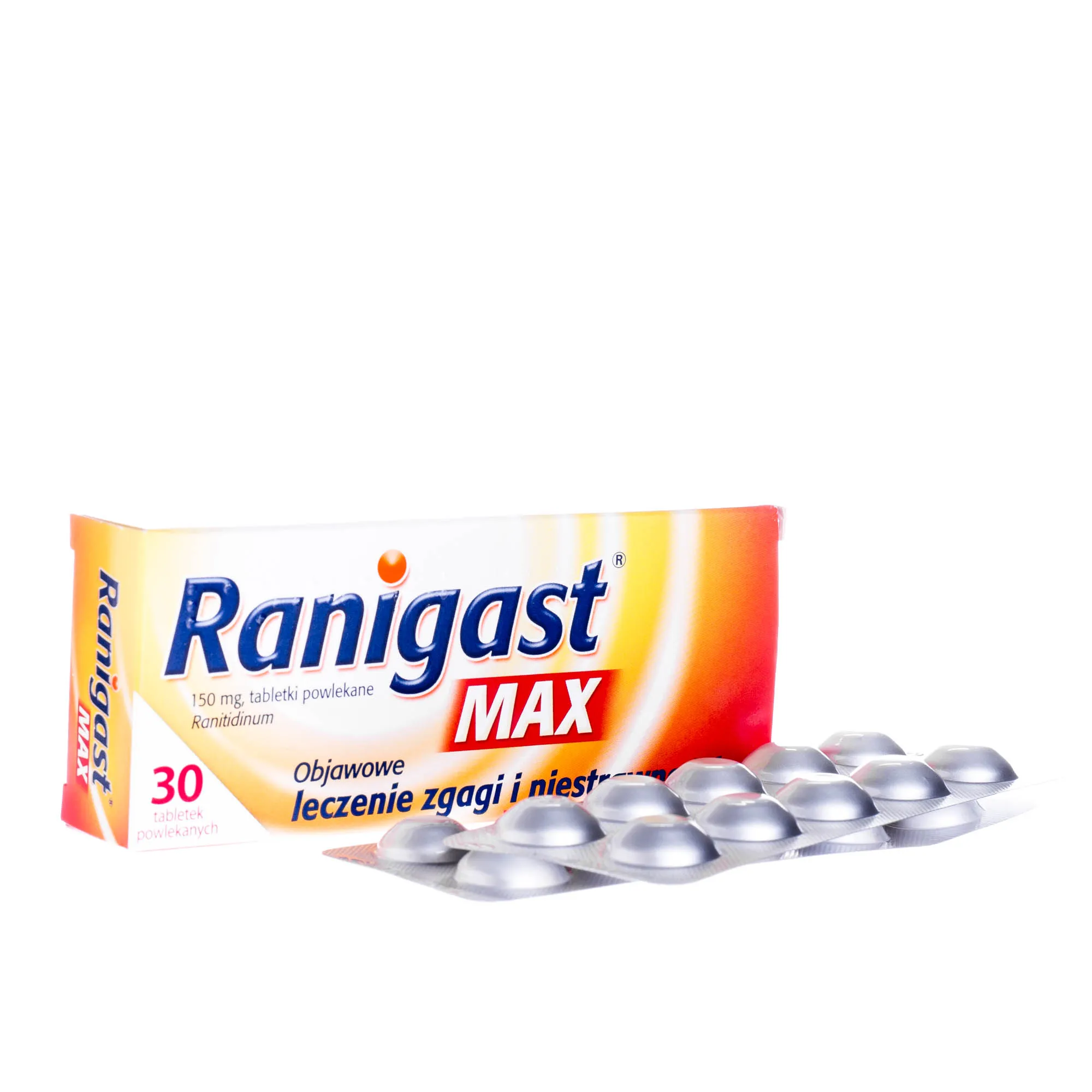 Ranigast Max 150 mg - 30 tabetek powlekanych stosowanych przy leczeniu zgagi i niestrawności