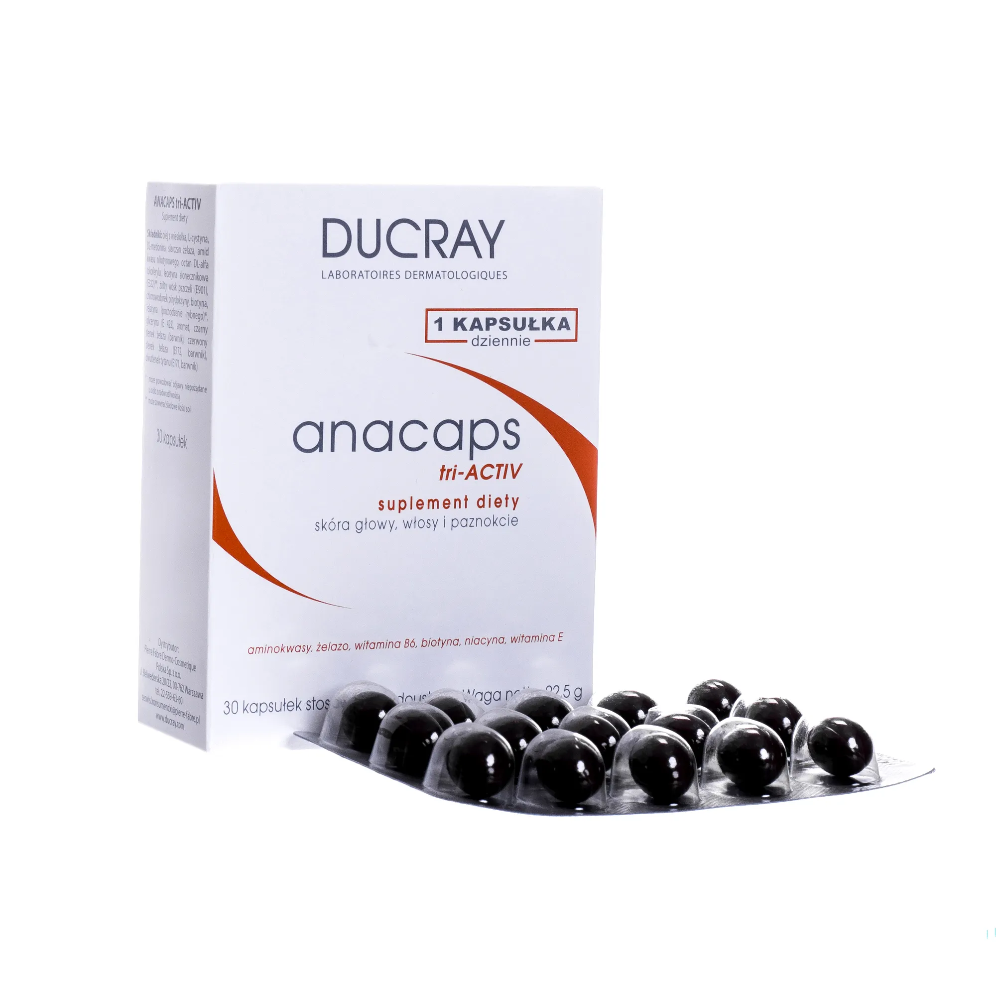 Ducray Anacaps Tri-Activ, suplement diety, 30 kapsułek 