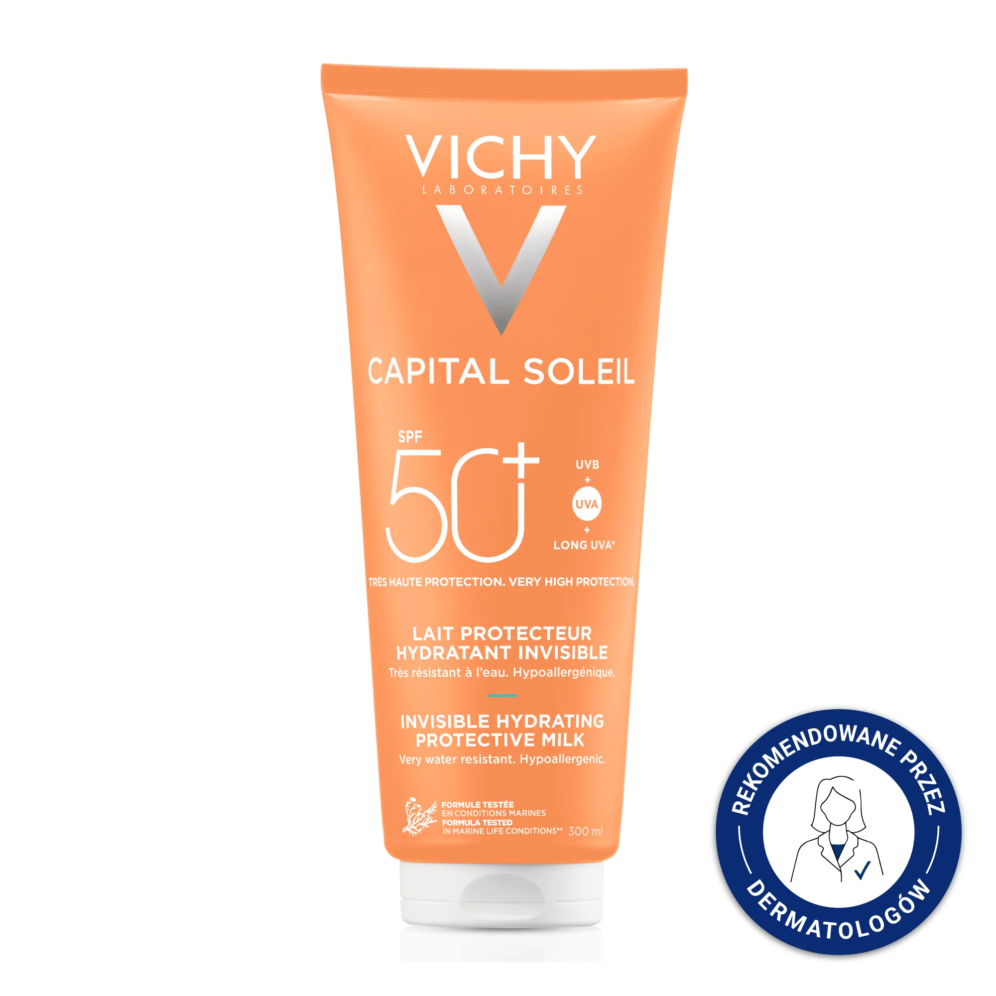 Vichy Capital Soleil, Mleczko do twarzy i ciała SPF 50+, 300 ml