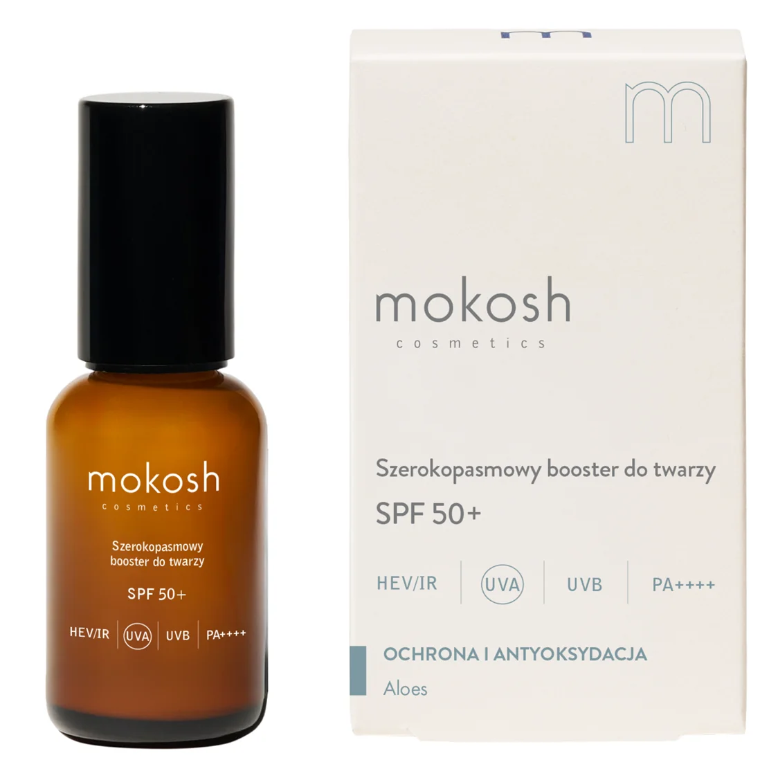 Mokosh szerokopasmowy booster do twarzy SPF50+ aloes, 30 ml