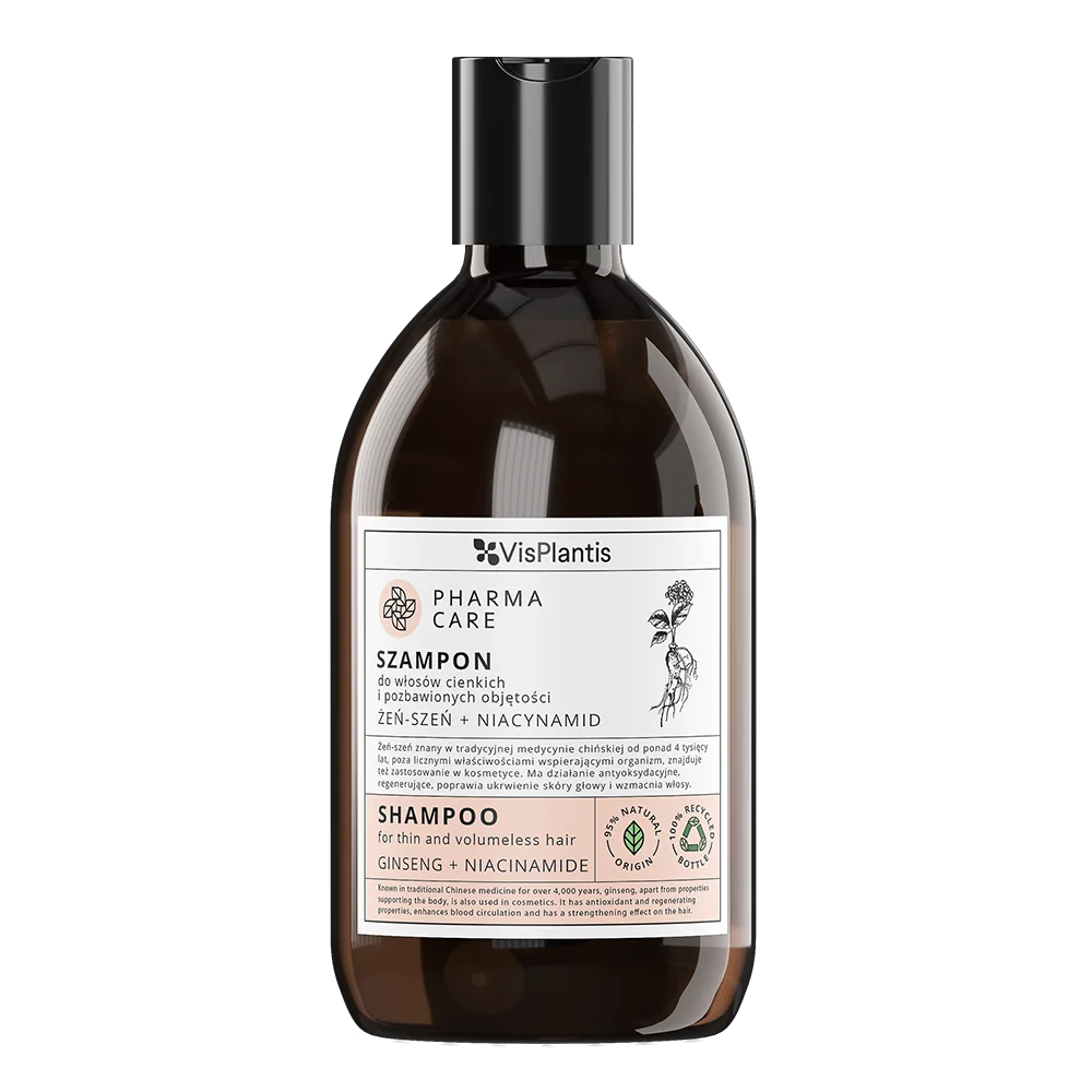 VisPlantis Pharma Care szampon do włosów cienkich i pozbawionych objętości Żeń-szeń + Niacynamid, 500 ml
