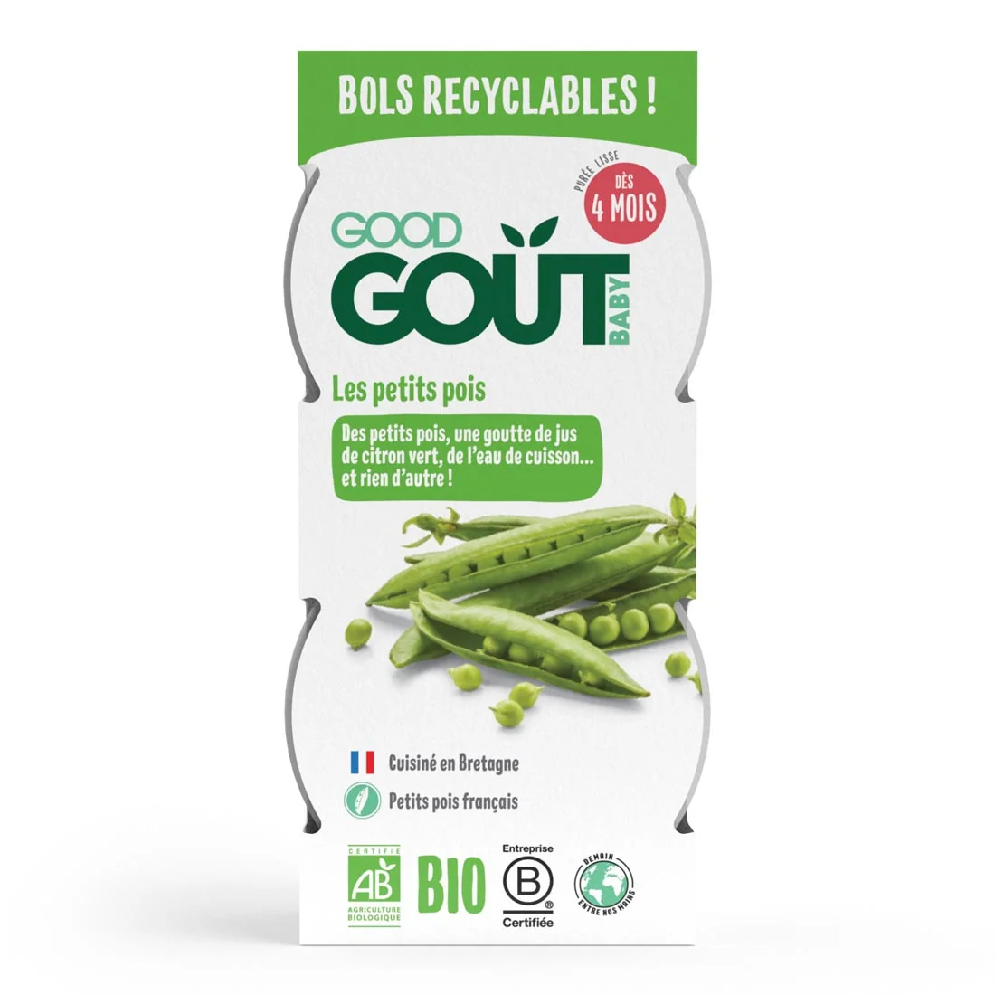 Good Gout BIO puree z groszku, 2 x 120 g