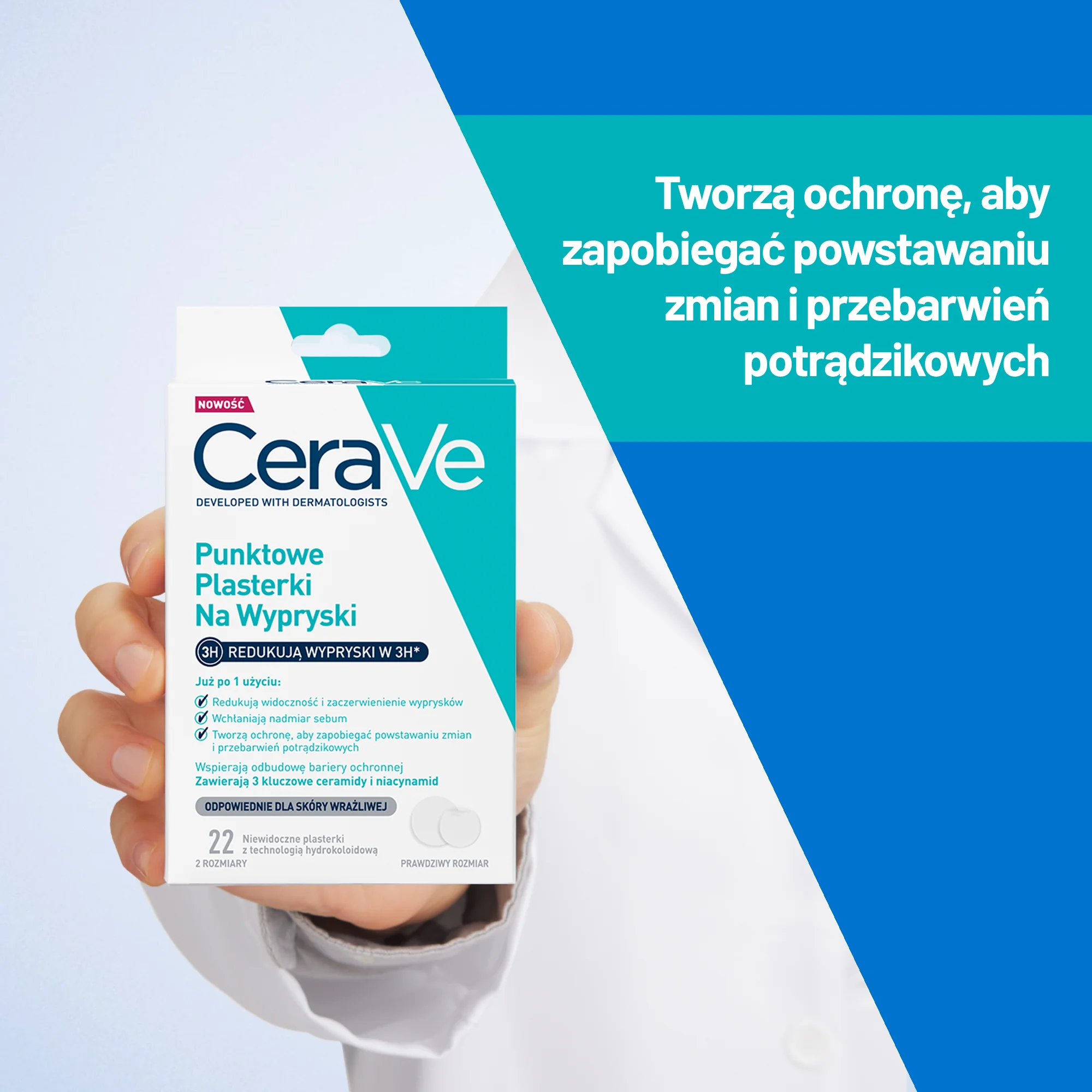 CeraVe punktowe plasterki na wypryski, 22 sztuki