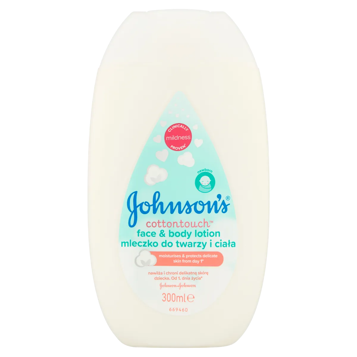 Johnson's Cotton Touch mleczko do twarzy i ciała, 300 ml