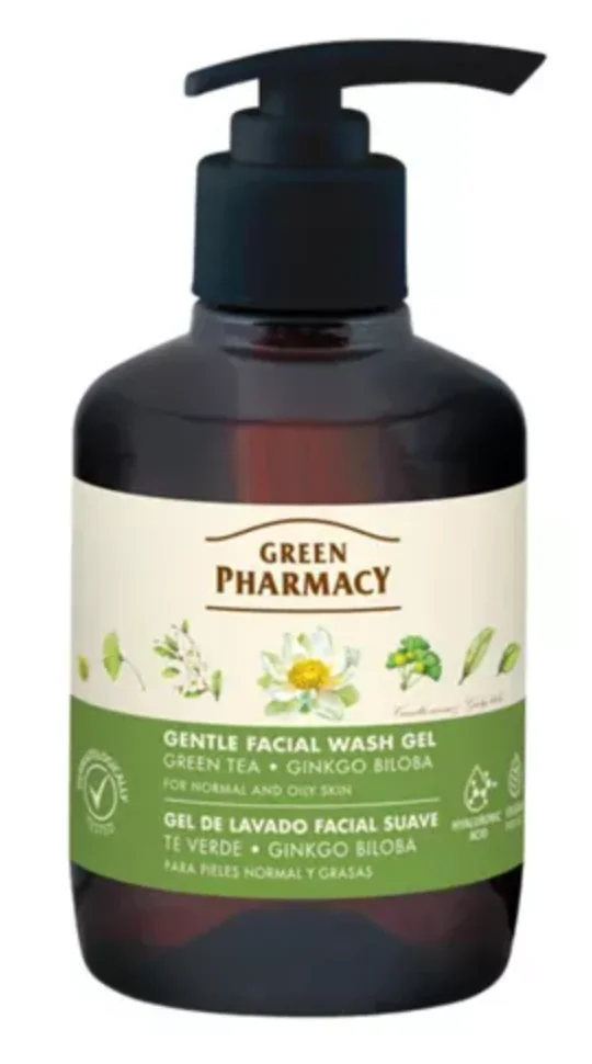 Green Pharmacy żel do mycia twarzy zielona herbata i ginkgo biloba, 270 ml
