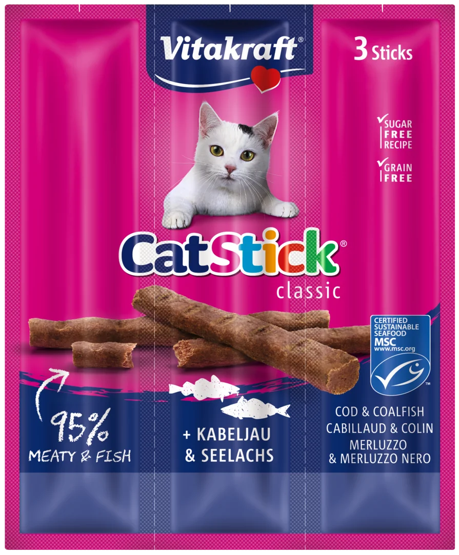 Vitakraft Cat Stick Mini kabanosy dla kota z dorszem i czarniakiem, 3 szt. x 6 g