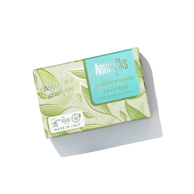 Anthyllis szampon w kostce zwiększający objętość włosów spirulina i imbir, 80 g