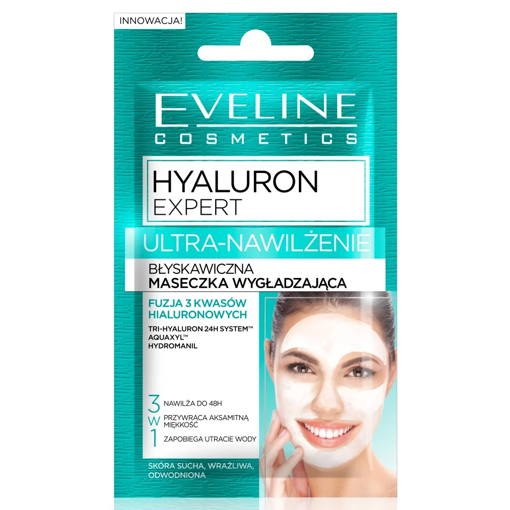 Eveline Cosmetics Hyaluron Clinic błyskawiczna maseczka wygładzająca do twarzy, 7 ml