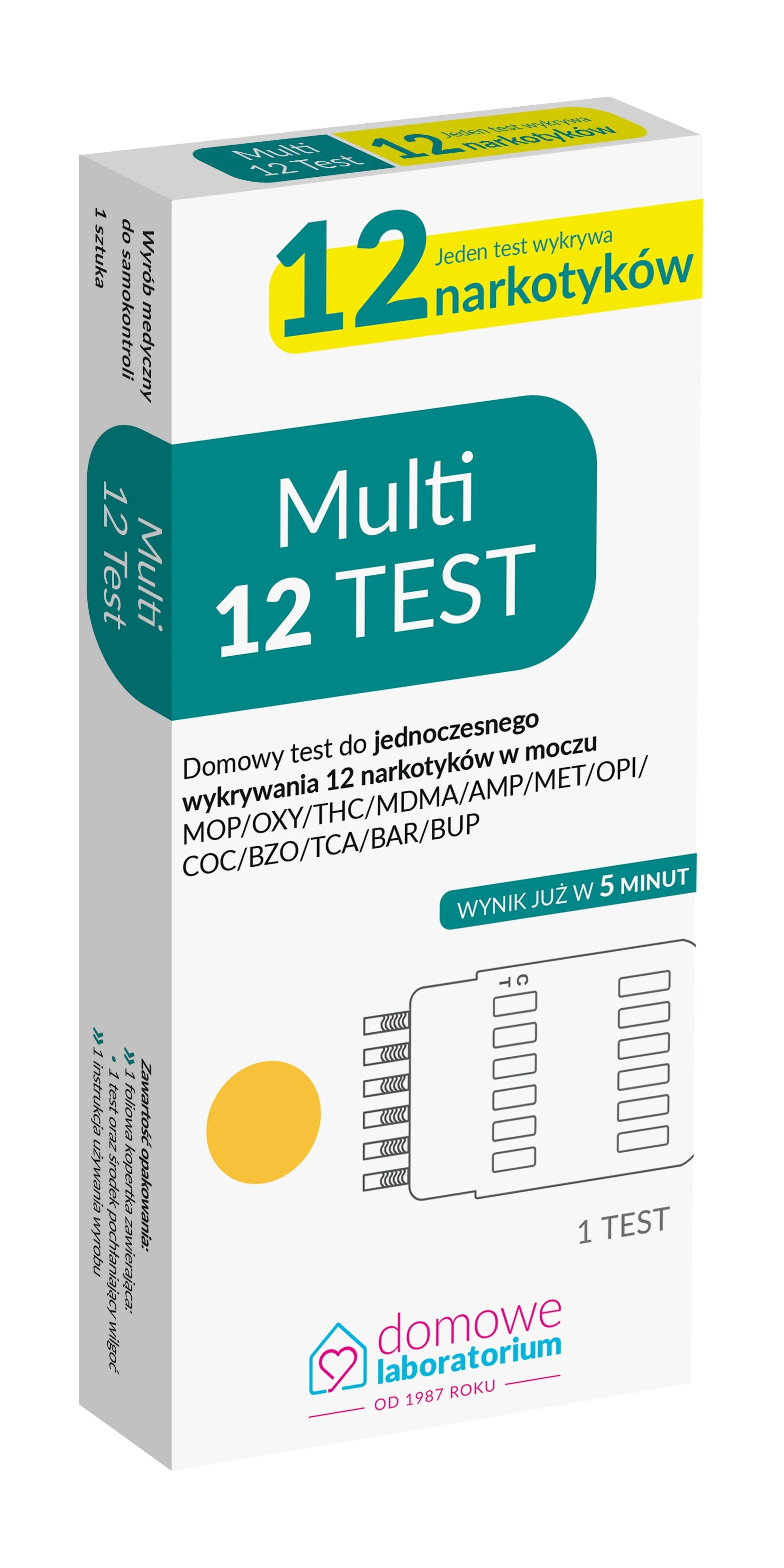 Domowe Laboratorium Multi 12 TEST jednorazowy test narkotykowy z moczu, 1 sztuka