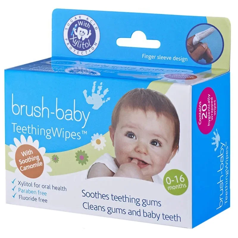 Teething Wipes, Gaziki higieniczne z rumiankiem (0-16 miesięcy) – 20 sztuk