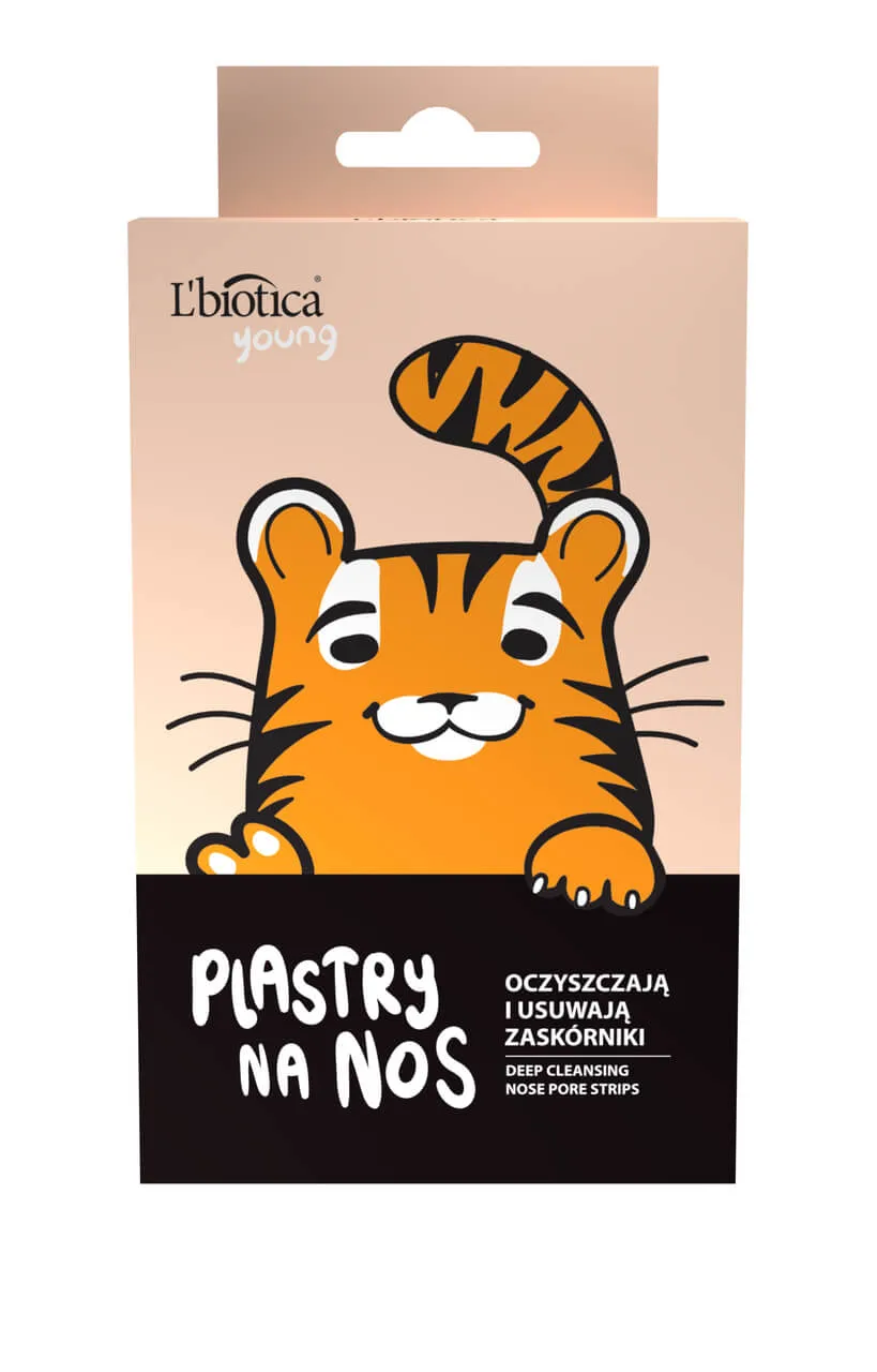 L'Biotica Young, plastry oczyszczające i odblokowujące pory na nos, tygrys, 3 sztuki