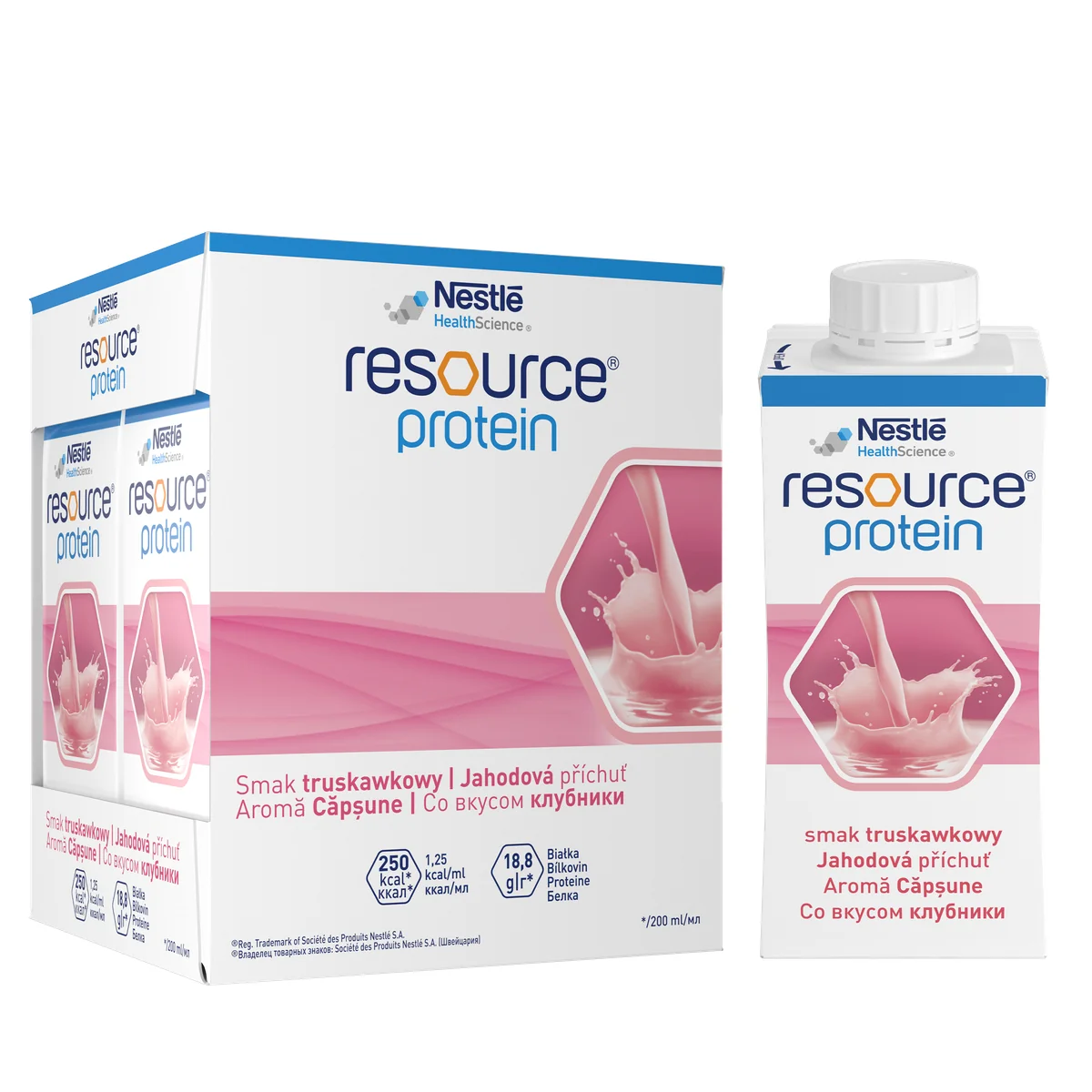 Resource Protein smak truskawkowy, 4 x 200 ml