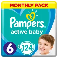 Pampers Active Baby, pieluchy rozmiar 6, 13-18 kg, 124 sztuki