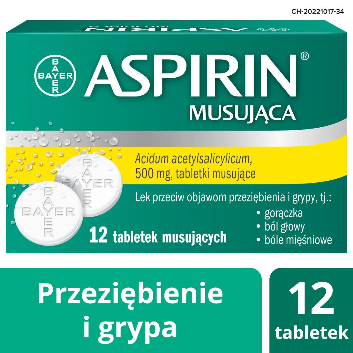 Aspirin Musująca, 500 mg, 12 tabletek musujących 