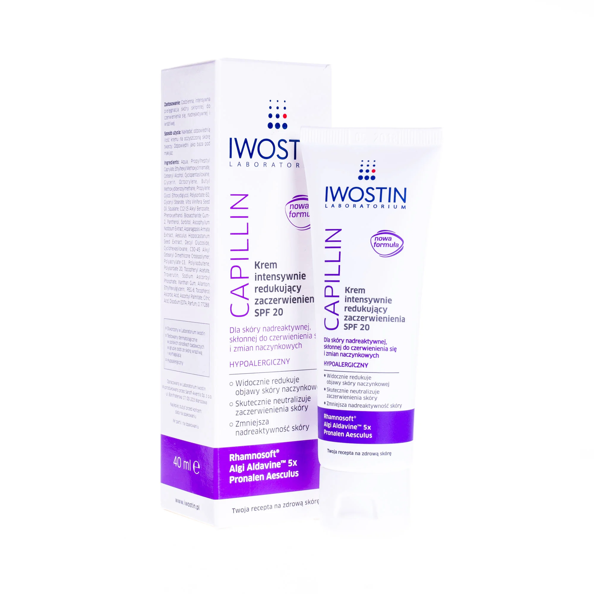 Iwostin Capillin krem intensywnie redukujący zaczerwienienia SPF 20, hipoalergiczny, 40 ml