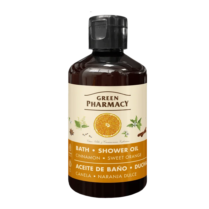 Green Pharmacy olejek do kąpieli i pod prysznic Cynamon i Słodka pomarańcza, 250 ml