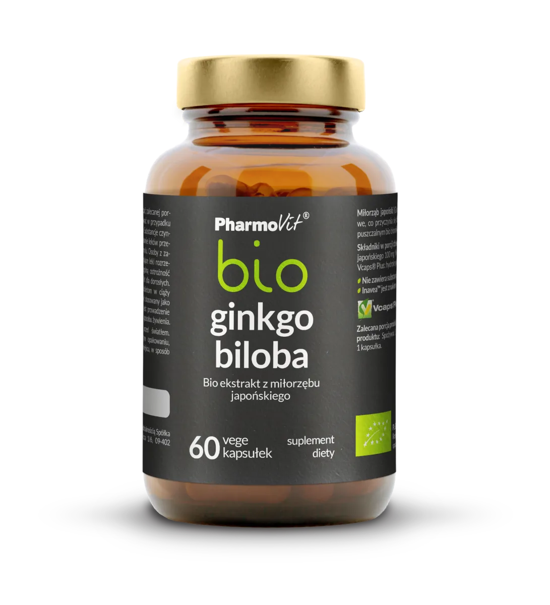Pharmovit Ginkgo biloba Bio, suplement diety, 60 kapsułek