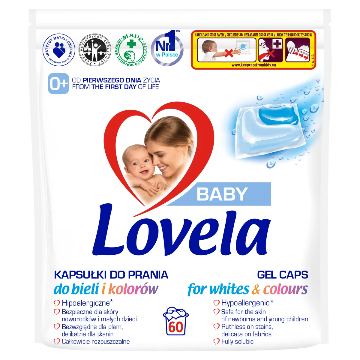 Lovela Baby hipoalergiczne kapsułki do prania do bieli i kolorów 60 sztuk