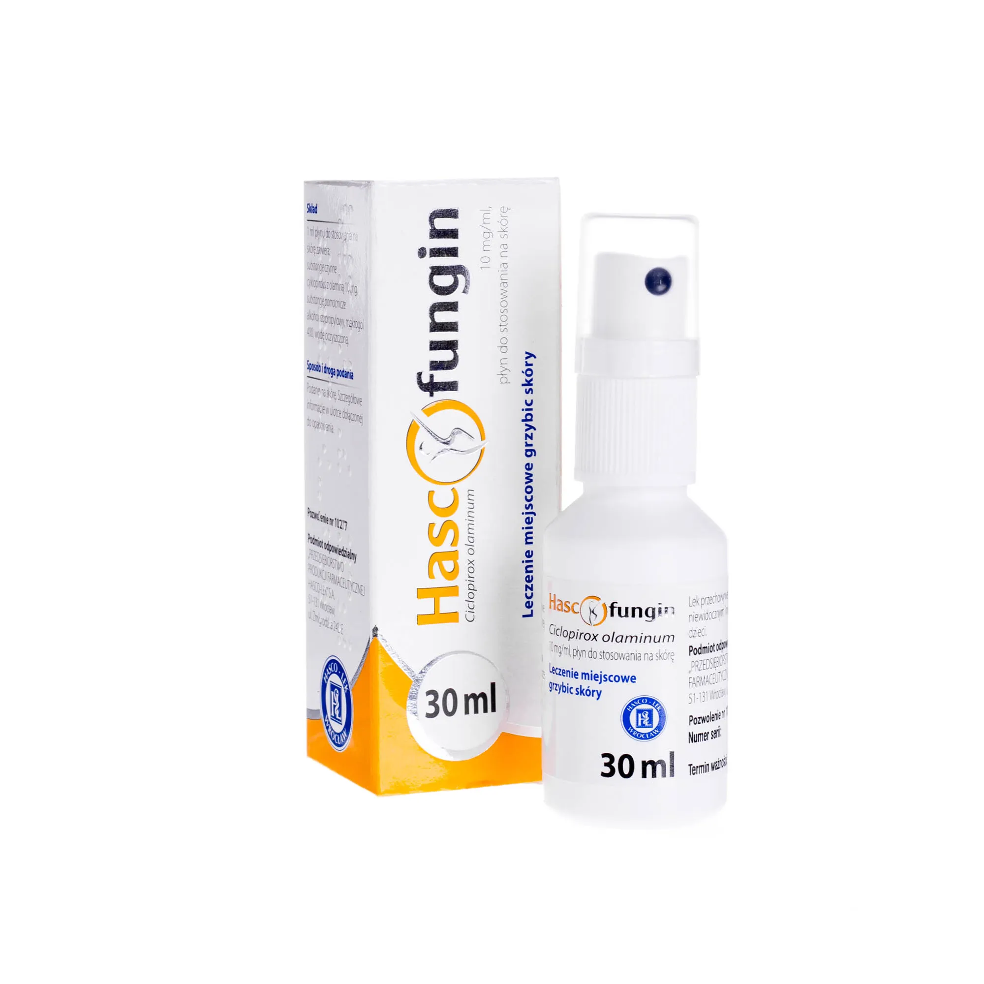 Hascofungin 10 mg/ml - płyn do stosowania na skórę w leczeniu miejscowego grzybic skóry, 30 ml 