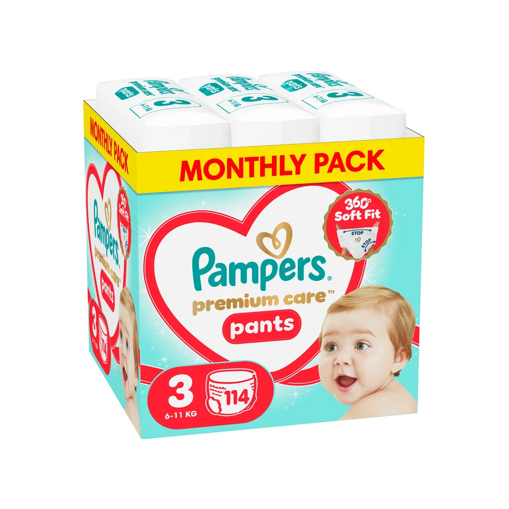 Pampers Premium Care Pants 3 pieluchomajtki, rozmiar 3, 6-11 kg, 114 sztuk
