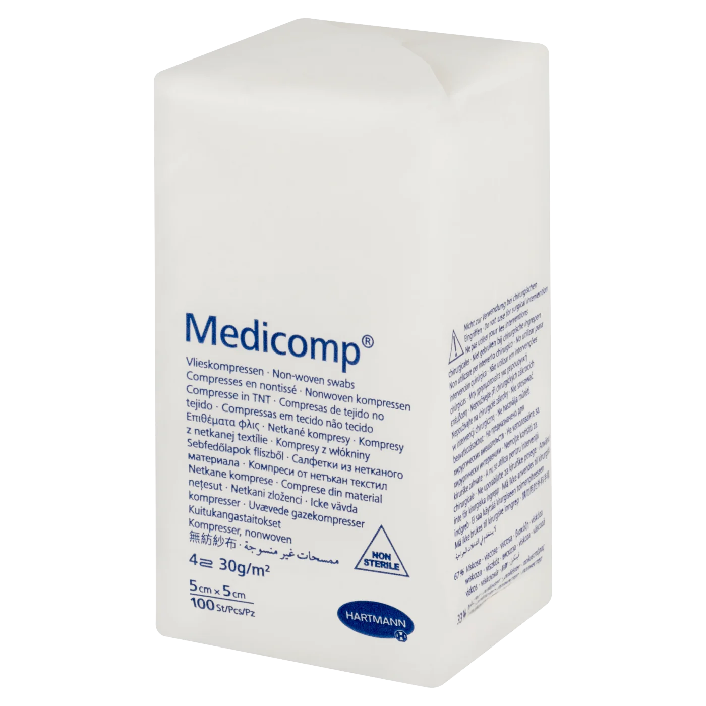 Medicomp kompresy z włókniny niejałowe 5 x 5 cm 4-warstwowe, 100 szt.