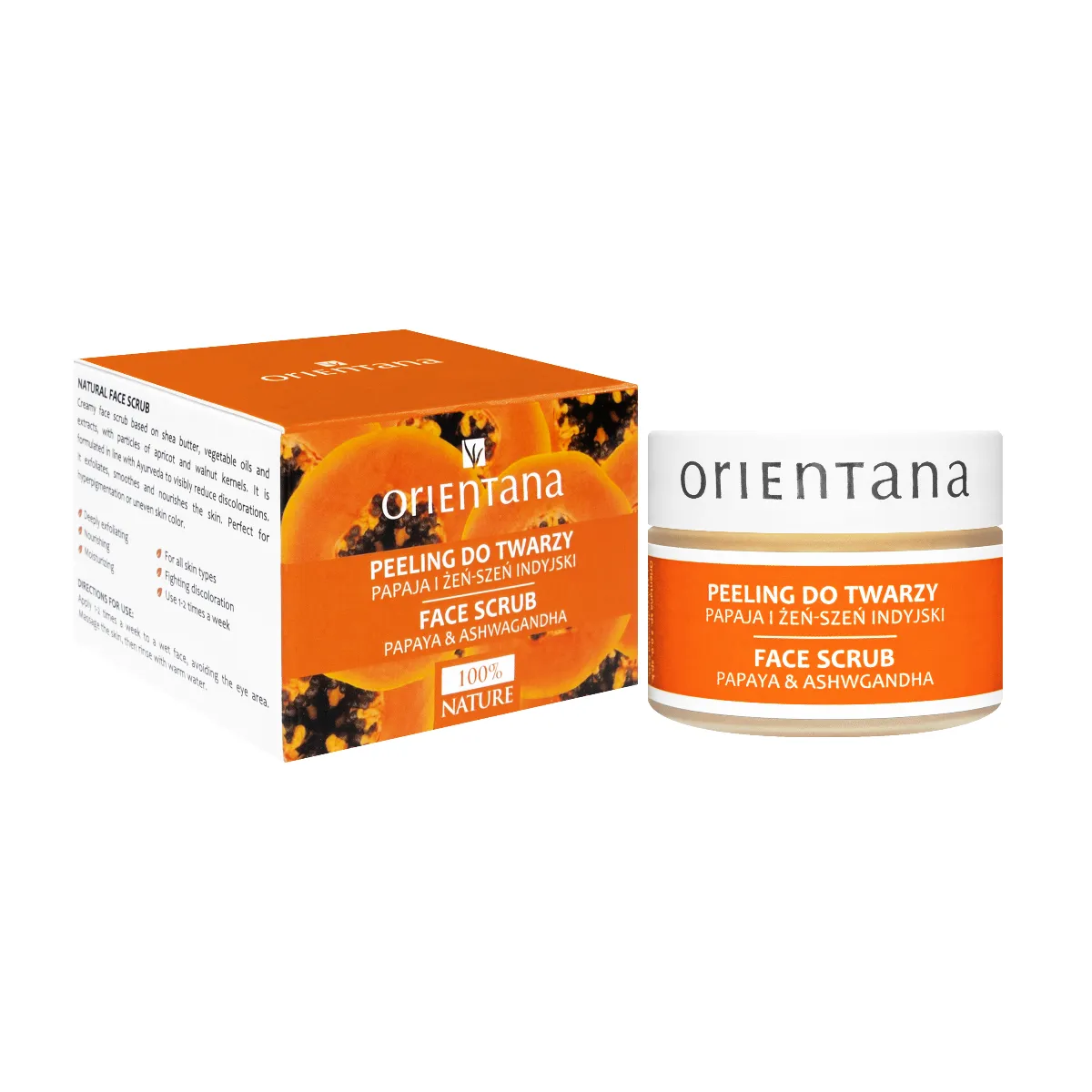 Orientana, naturalny peeling do twarzy, żeń-szeń i papaja, 50 g 