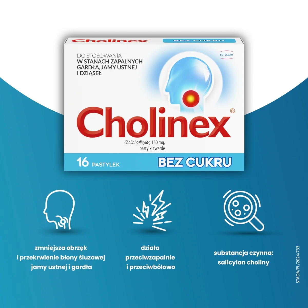 Cholinex bez cukru 16 pastylek