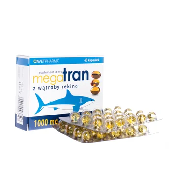 Mega Tran z wątroby rekina - 60 kaps. z 1000 mg oleju z wątroby rekina ...