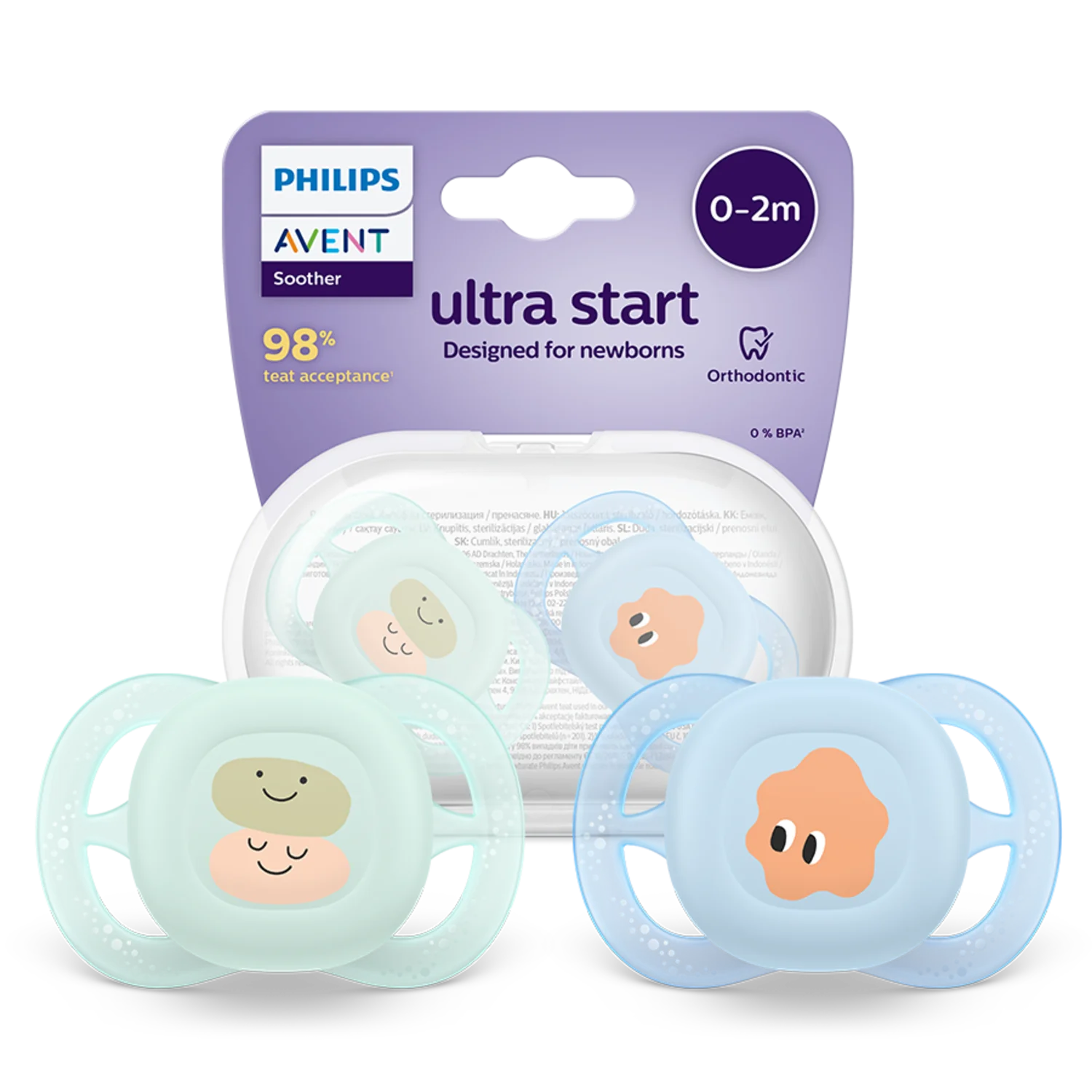 Philips Avent Ultra Start SCF075/04 smoczek ortodontyczny, 0-2 m, 2 szt.