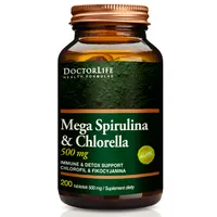 Doctor Life Mega Spirulina & Chlorella 500mg, suplement diety, 200 tabletek